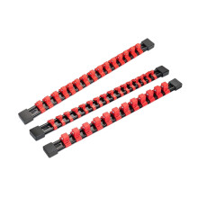 3 Piece Socket Organizer Set with Secure Clip Design, Holder Rail for 1/4 3/8 1/2 Inch Drives