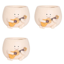 3X Smily Face Planter Pot with Drainage Hole Cute Resin for String of Plant Unique Guitar Succulent Pots for Indoor