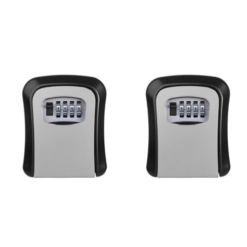 2X Wall Mount Key Lock Box 4 Digit Password Code Security Lock for Home Office Key Safe Secret Storage Box Organizer 1