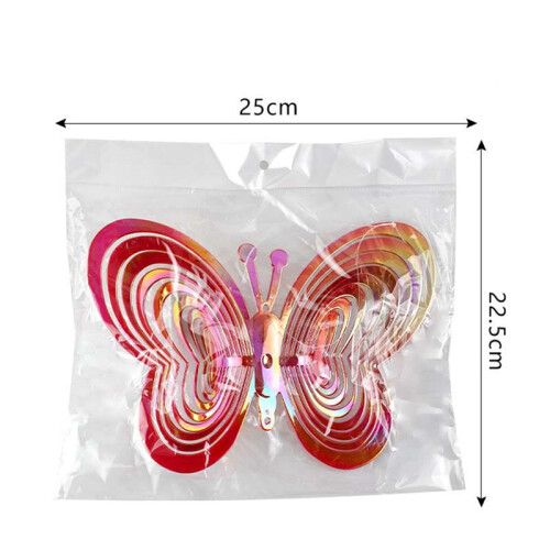 3X Butterfly Wind Spinners Hanging Ornaments Bird Deterrent Wind Catcher Rotating Wind Chime D 2