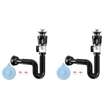 2X Tuyau de de Déodorant, Tuyau de Drainage, Accessoires de Lavabo, Anti-Fuite, Kit de Drainage de Lavabo de Salle de Bain