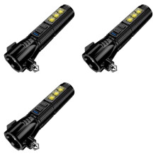 3X Multifunctional Strong Light Flashlight Car Safety Hammer USB Rechargeable Fire Emergency Signal Lamp Escape Hammer