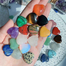 30Pcs Natural Love Stone Quartz Clear Quartz Eye Heart Set Thumb Gemstones Meditation 0.8 Inch