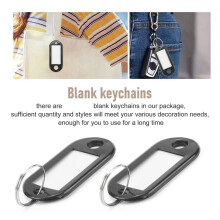400 Pcs Key ID Label Tags Split Ring Keyring Keychain Black