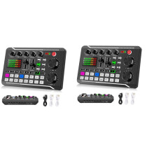 2X F998 Live Geluidskaart Audio Mixer Podcast, Stemvervormer voor Geluidseffecten Board voor Microfoon Karaoke