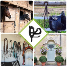 4Pcs Bridle Holders, Black, Metal, Bridle Hooks, Bridle Holder with Additional Hooks, Horse Bridle Hook