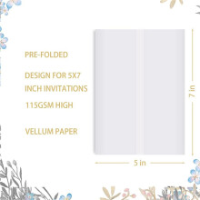 200 Hojas de Vitela Predoblada para Invitaciones de 5 X 7, Envoltorios de Vitela para Invitaciones de Boda de 5 X 7, Forros para Sobres