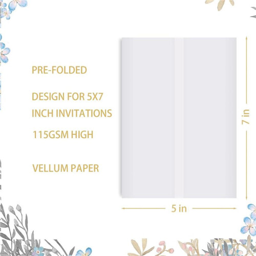 200 Sheets Pre-Folded Vellum Jackets for 5X7 Invitations,Vellum Wraps for 5 X 7 Wedding Invitations,Envelope Liners 1