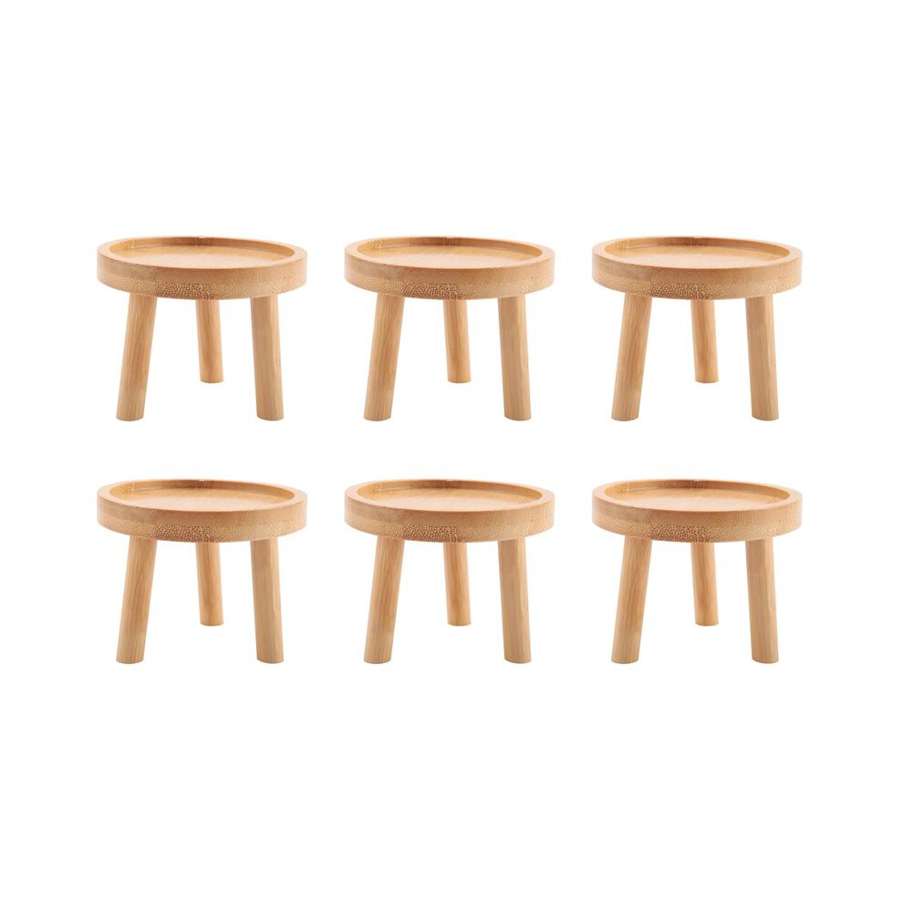 Semoic 6X Wooden Plant Stand Flower Pot Base Holder Stool High Stool Balcony Succulent Round Flower Shelf For Indoor Outdoor