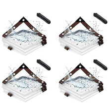 4pcs 6.6x6.6 FT Clear Waterproof Tarps, Tarp with,Clear Tarps for Patio,for Covering Henhouse Porch Canopy Plant Camping
