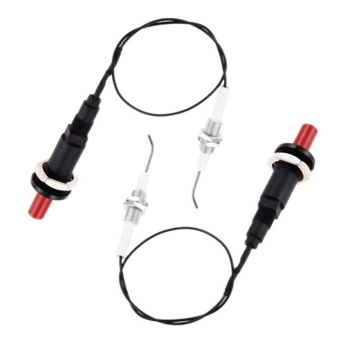 2 Set Push Button Piezo Igniter W/Threaded Ceramic Electrode Ignition Plug for Fireplace/Oven/Heater/Kitchen