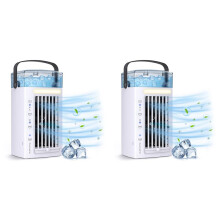 2X Portable Air Conditioner Fan 3 in 1 Desk Air Cooler and Humidifier with 3 Fan Speeds and 7 Colors LED Light