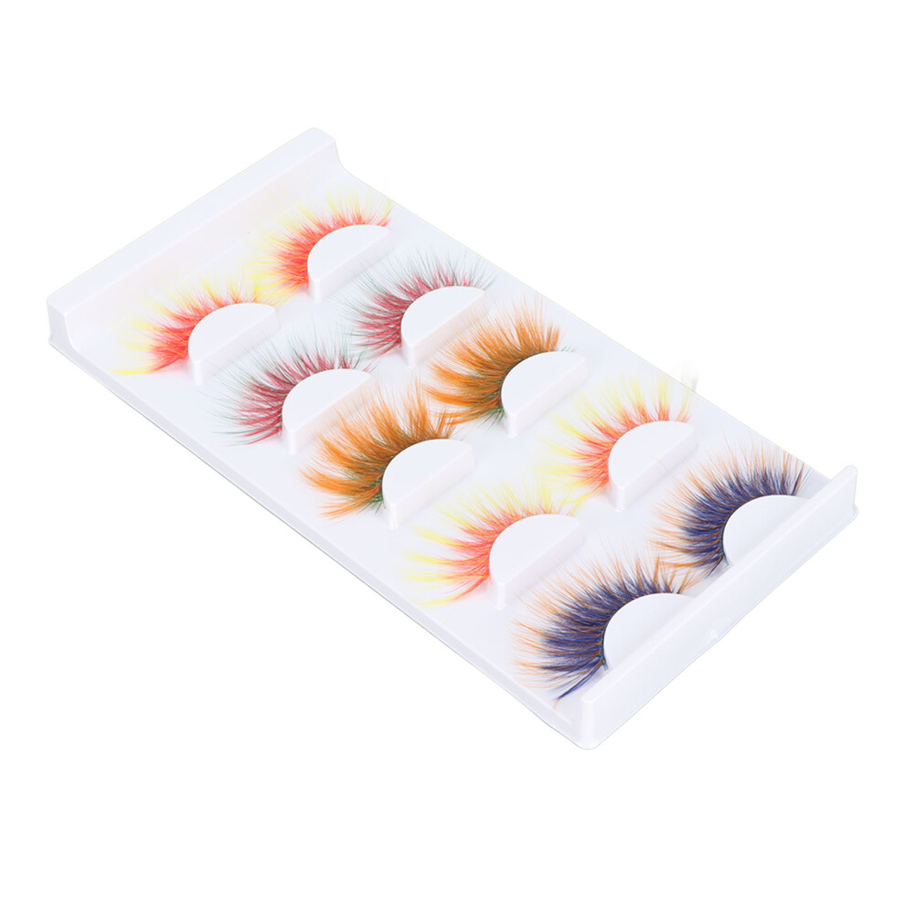 5 Pairs Colorful 6D Gradient Curled False Eyelashes for Stage & Holidays