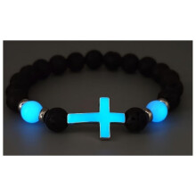 Natural Stone Bracelet Healing Luminous Glow in the Dark Bracelet Lotus Charm Beads Bracelet for Men Women