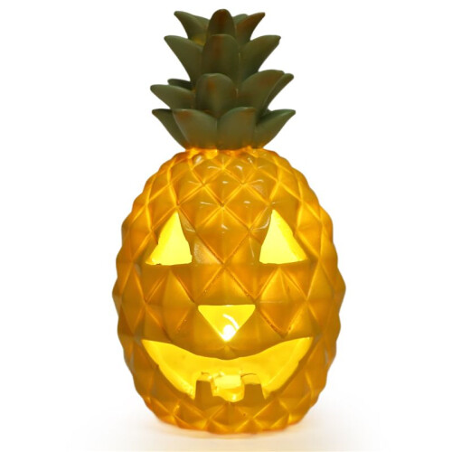 2X Pineapple Lantern - Yellow Light Halloween Pineapple Lantern Decoration Resin Pineapple Lantern with Inner Light 2