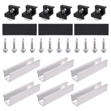 24pcs Solar Panel Bracket Aluminum PV Rail Fastening Module Trapezoidal Roof Mount Solar Rail End and and Middle Clamps
