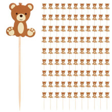 200X Cute Bear Food Picks Cake Dessert Toothpicks Fruit Forks Wedding Birthday Party Baby Shower Decoration Supplies