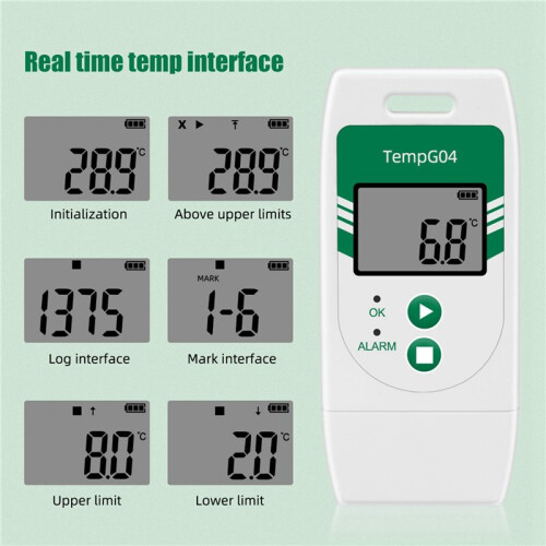 2X TempG04 USB Temperature Data Logger Export to CVS&PDF 32000 Points Capacity 2