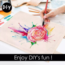 Canvas Pencil Pouch Tote Bags,DIY  Blank Makeup Bags with Zip Canvas Pen Case DIY Reusable Shopping Grocery Bag