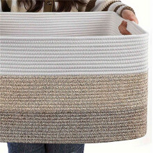 2X Extra Large Woven Storage Basket,Cotton Rope Basket for Living Room, Laundry, Toys - Gradient Brown