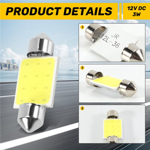 3W COB LED Auto-Interieur Plafondlamp Lamp 36 mm Wit DC12V 2