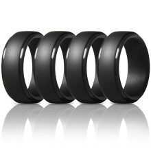 4pcs 8Mm Popular Black Men Silicone Cool Rings Women Rubber Wedding Ring Environmental Sports Ring NO.7