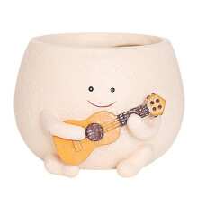 3X Smily Face Plantenbak met Afvoergat Leuke Hars voor Plantenslinger Unieke Gitaar Succulente Potten voor Binnen