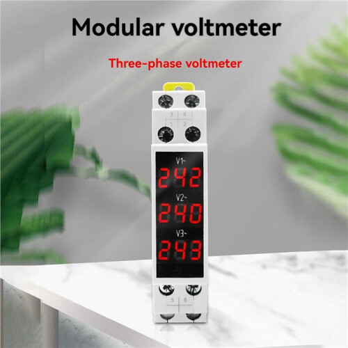 2X -3R LED Three Phase Voltmeter  Digital Display Modular Voltage Meter 80-500VAC Din Rail V1 V2 V3 2