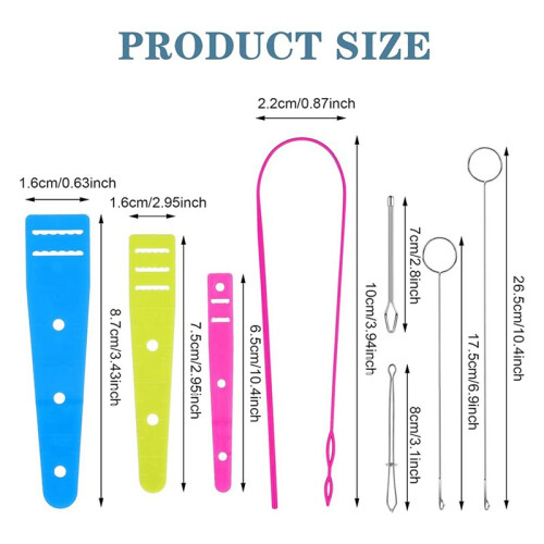 16 Pcs Flexible Drawstring Threader Tool Set Sewing Loop Turner for Jackets, Coats, Pants, Hoodies & Sweaters 2