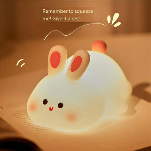 2X Rabbit Night Light,Cute Silicone Lamp, Dimmable Light  Bunny, Night Lamp,Rechargeable Bunny Nightlight