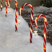 2X Kerst Candy Cane Pathway Lights Zonne- Kerstversieringen Staakverlichting 1 Tot 8 LED Staakverlichting Vloerlamp