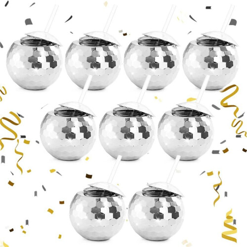 27 Bicchieri da Discoteca, Bicchieri da Discoteca da 20 OZ con Cannucce e Coperchio, Bicchieri da Cocktail Riutilizzabili con Sfera Flash per Feste 2