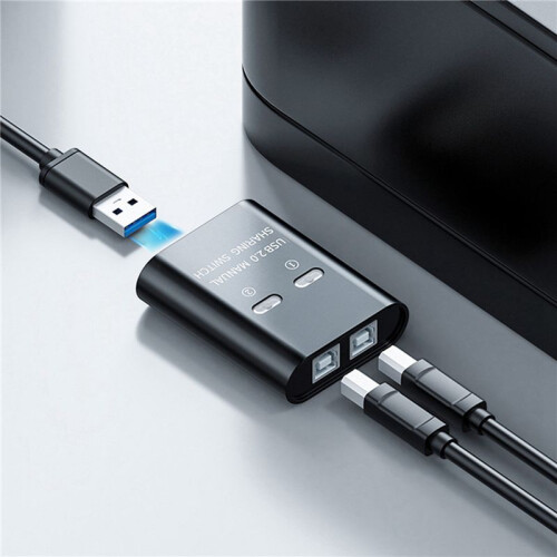 2X USB  2 Port Manual USB HUB Two Computers Share U Disk Printer Device Two in One Out USB2.0 Sharer 2