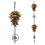 3X Pine Cone Shaped Rain Chain, Ancient Graffiti Pine Cone Decorative Hanging Chain, Metal Iron Bells 4