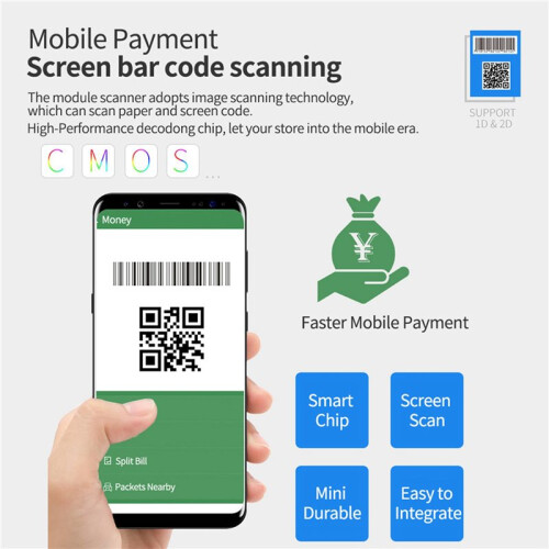 2X Embedded Barcode Scanner Self-Induction 1D/2D/QR Bar Code Reader Module USB Scanner for Gate Machine Tickets Checking