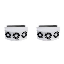 2X Ventilador de Ventilação Branco para Carro com Carregamento Solar Ventilador Aquecedor para Janela de Carro Artefato Exaustor de Carro Esfriando