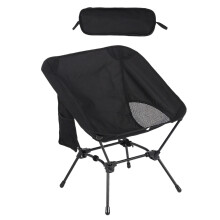 Foldable Camping Chair Ergonomic Designs Reinforced Iron-Black