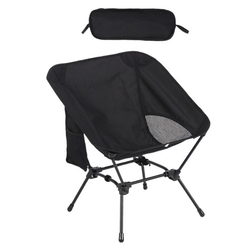 Foldable Camping Chair Ergonomic Designs Reinforced Iron-Black