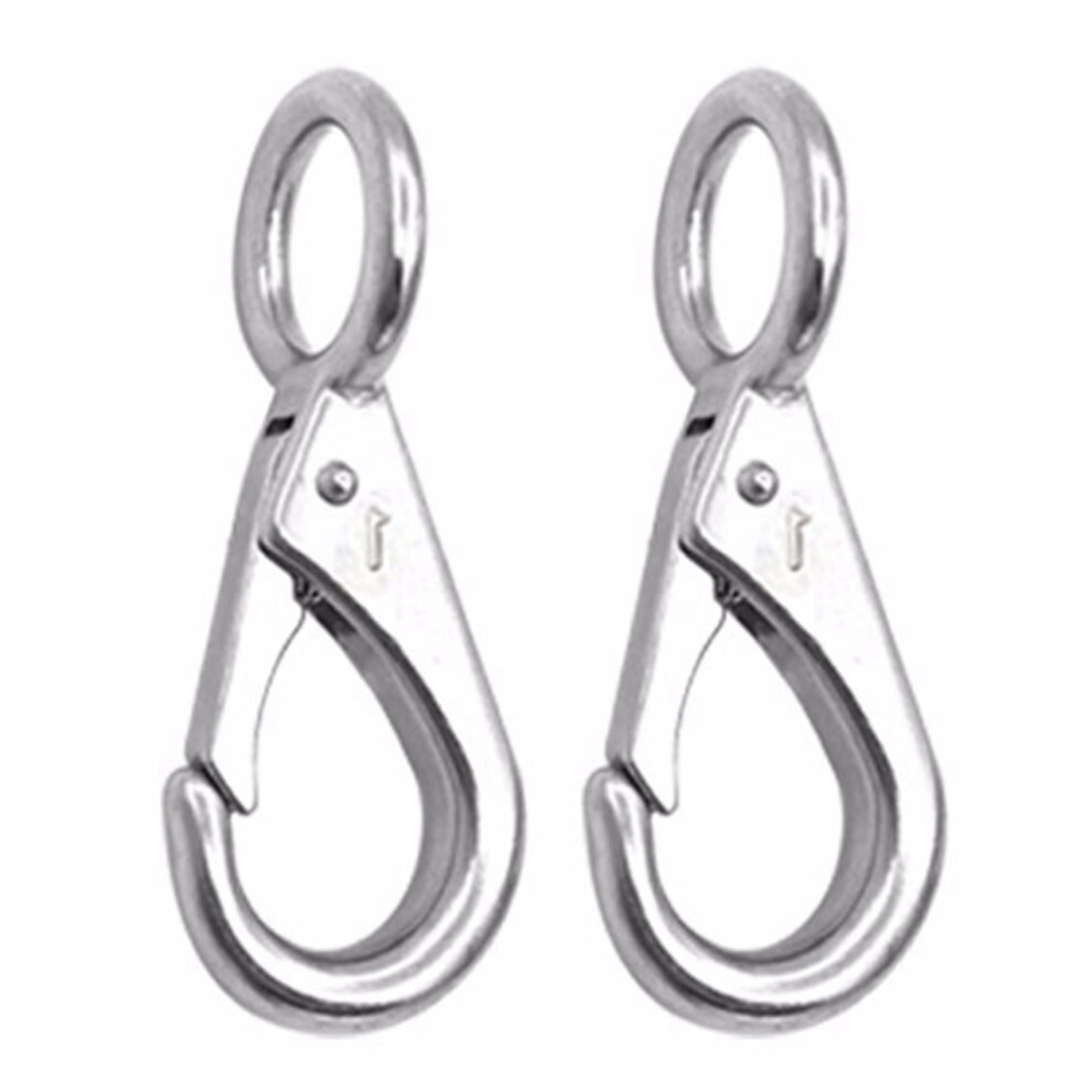 2Pcs Stainless Steel 316 Rigid Loaded Fixed Eye Spring Clip Snap Hook Carabiner Marine Hardware Accessories For Boats 6033923058357