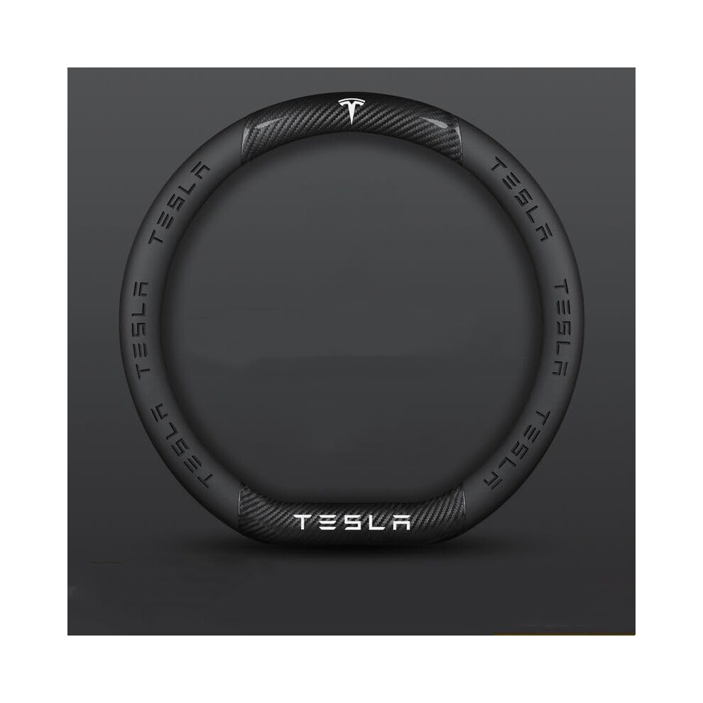Steering Wheel Cover For Tesla Model S 20122016 Carbon Fiber Microfiber Leather Nonslip Breathable Grip 37Cm38cm 9092120187458