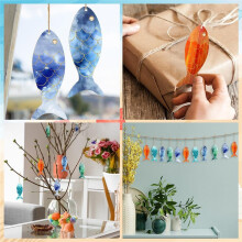 72 Pcs Wood Cutouts Unfinished Wooden Cutouts with Holes Blank Wooden Hanging with Twine for DIY Crafts Party Decoration