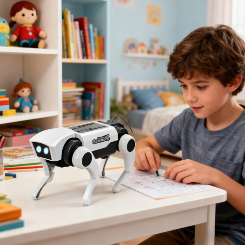 Robot Dog Toy STEM Robotics Kit, Solar Powered Programmable DIY Educational Gift for Kids 2