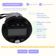 RV Stereo for Motor Home Yacht Gauge ATV UTV Marine Waterproof MP3 Boat Radio Player FM AM Audio Cart Boat