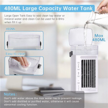 2X Portable Air Conditioner Fan 3 in 1 Desk Air Cooler and Humidifier with 3 Fan Speeds and 7 Colors LED Light