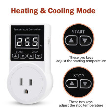 Digital Thermostat Plug Socket, LCD Screen Temperature Controller with Waterproof Sensor Probe for Reptile Home US Plug