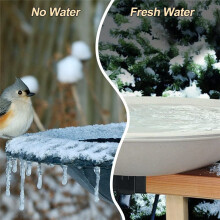 Stronger Power 60W Bird Bath Heater, Birdbath Deicer with Thermostatically Controlled & Auto Shut US Plug