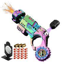 Metal Fidget Gun with Alloy Spinner, Triple Play Modes, Reusable Bullets, Luminous Multicolor