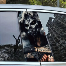 Upgraded Wolf Car Pillar Stickers, Waterproof Vinyl Decals for Door B Pillar, Scratch Resistant Universal Wrap (013)
