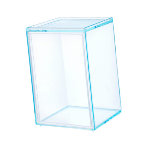 Clear Acrylic Action Figure Display Case Blue Stackable Dustproof Box for Collectibles Storage