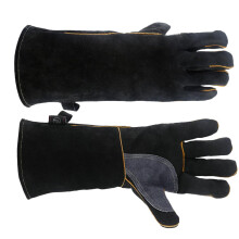 Heat Resistant Leather Work Gloves 16 Inch Cowhide Mitts for Baking Welding and Grilling